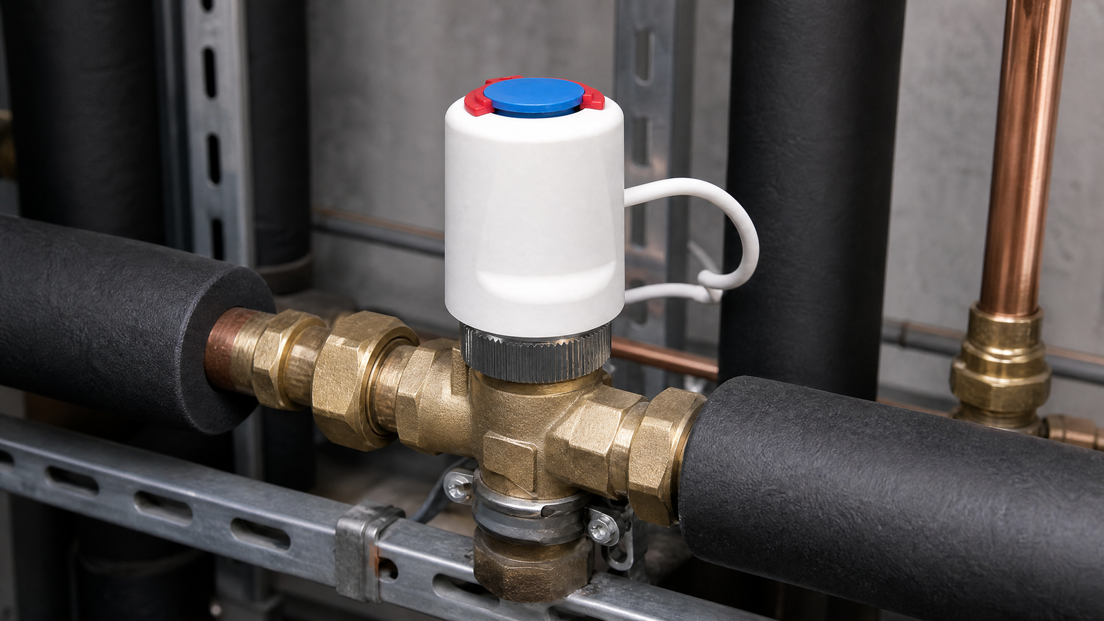 TL48 electric thermal actuator in HVAC installation