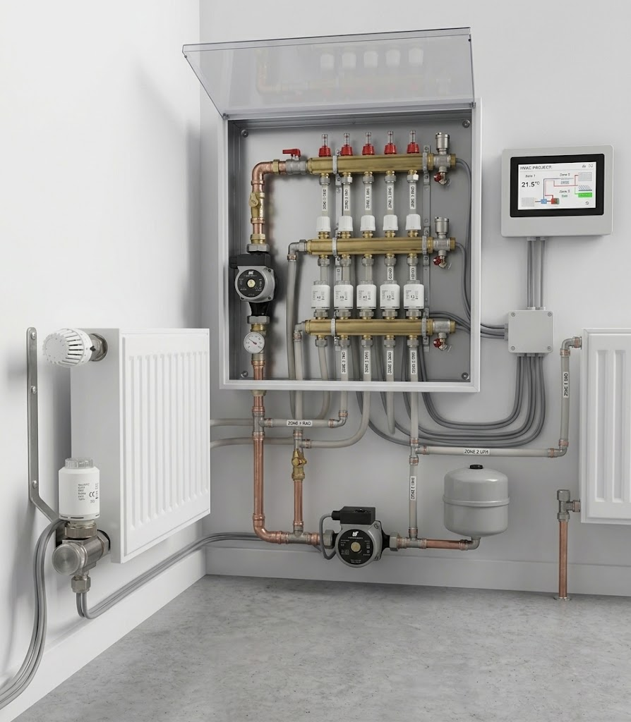 TL55 installed in a hydronic HVAC system