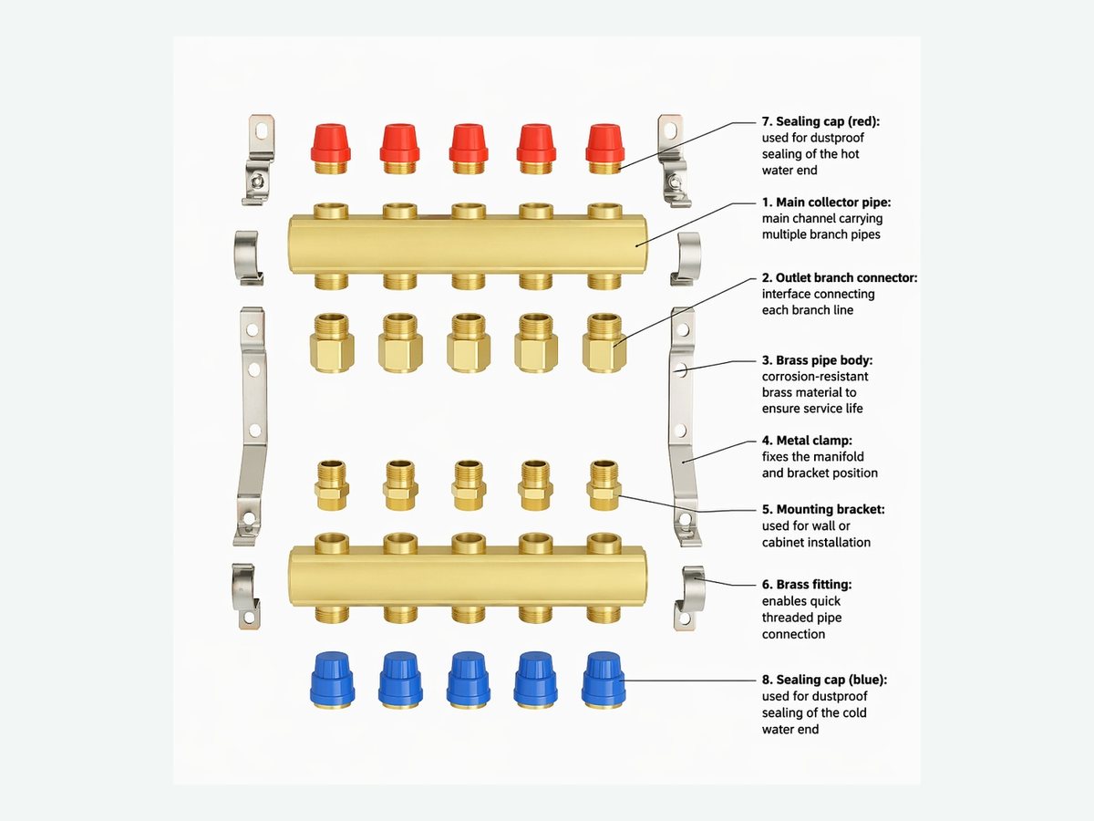 Brass manifold outlet detail