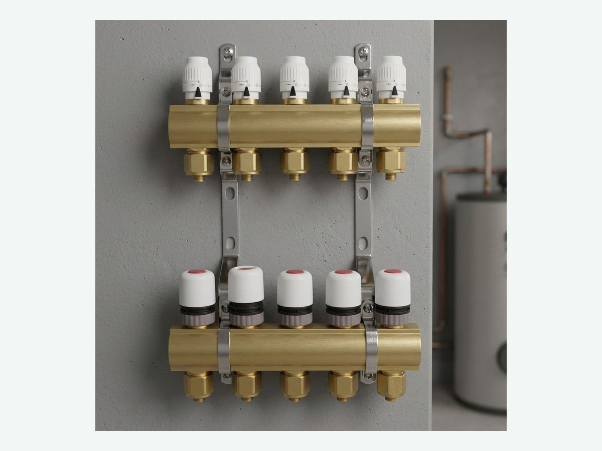 Flexible brass manifold in an apartment heating installation