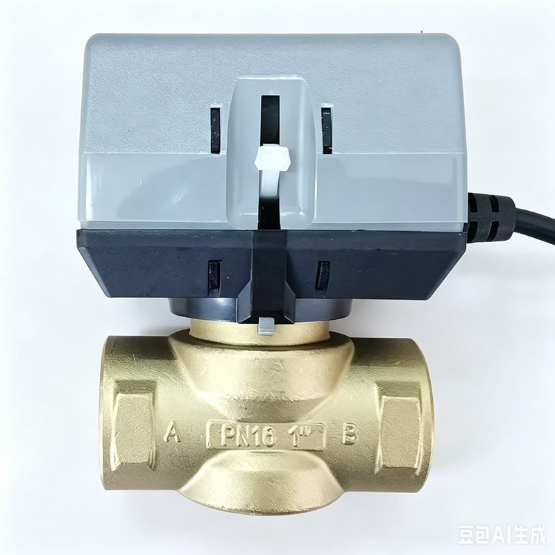 Grey 2-way motorized square ball valve