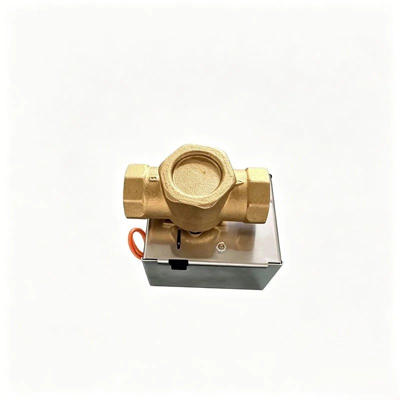 Silver three-port brass valve view