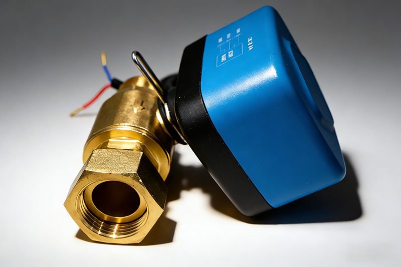 3-way brass valve angled view