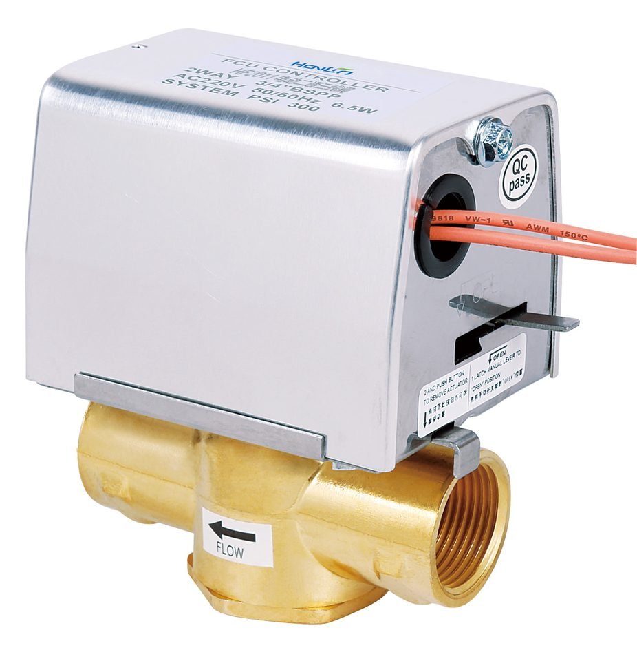 Silver 3-way motorized square ball valve for FCU HVAC