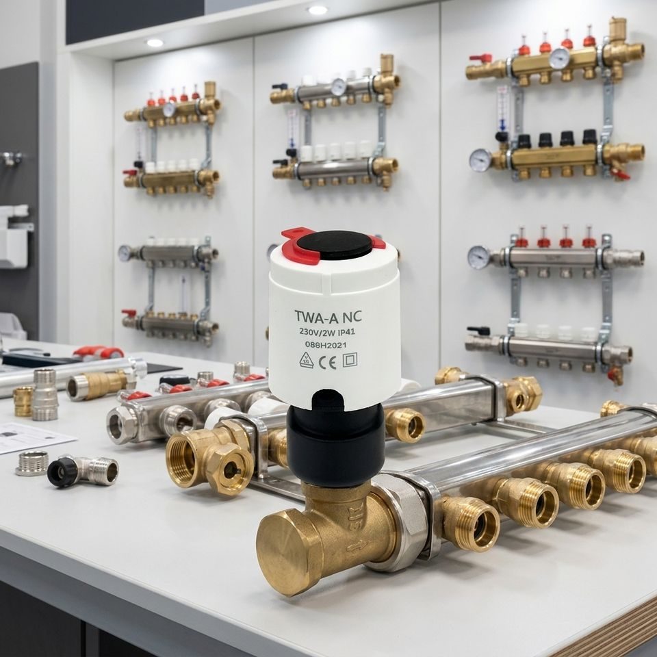 TL41 actuator installed in floor heating manifold system