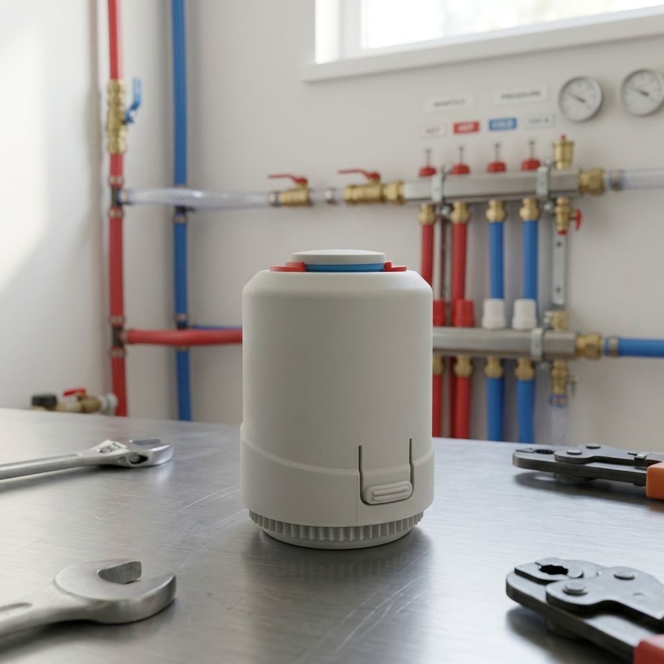 TL43 actuator in a hydronic floor heating installation environment