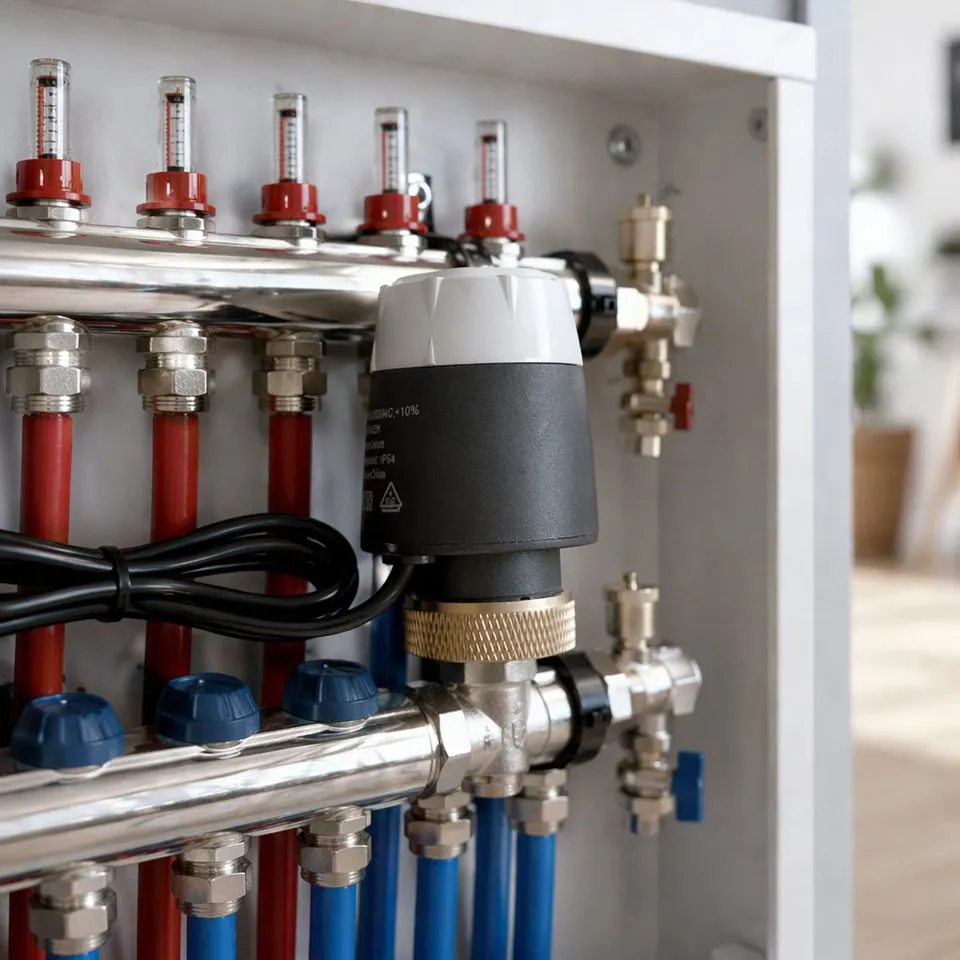 TL45 installed on underfloor heating manifold