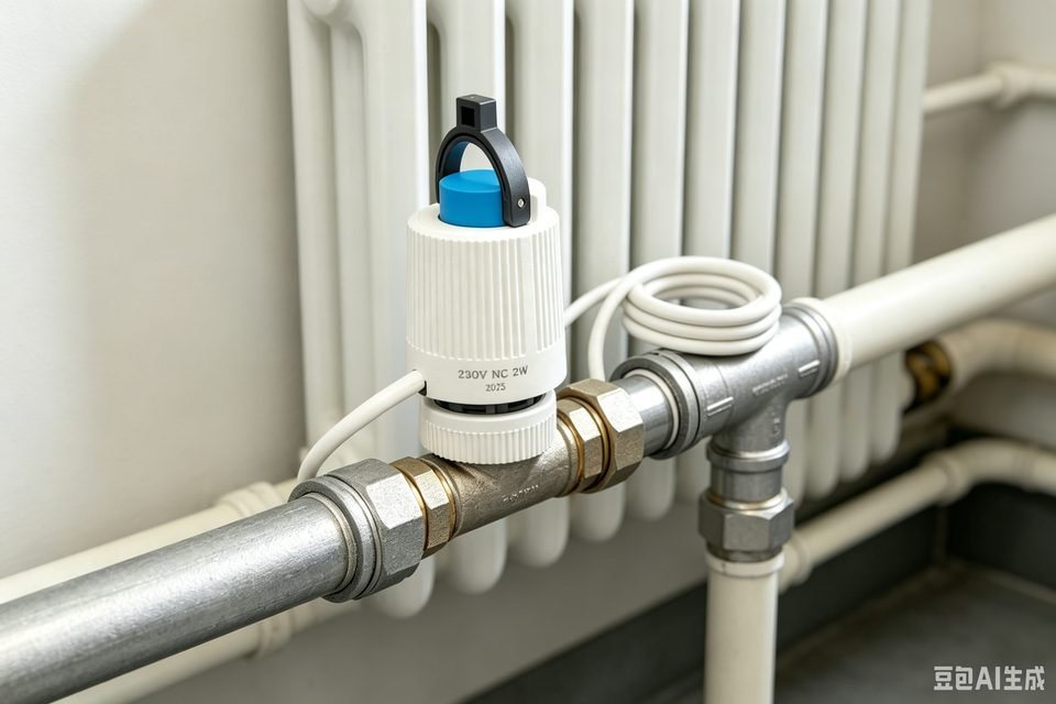 TL53 actuator installed on hydronic heating pipework