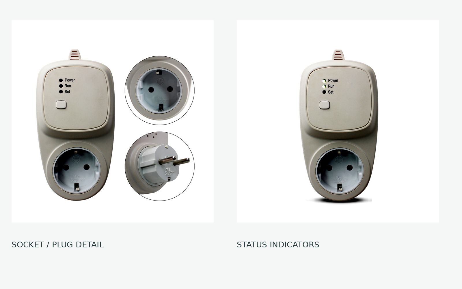 AC8000RF-P receiver indicators and socket details