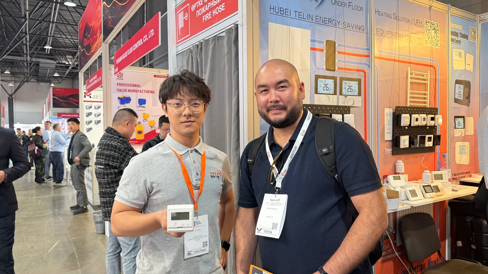 Hubei Telin team with local partners at Kazbuild 2026 Almaty exhibition